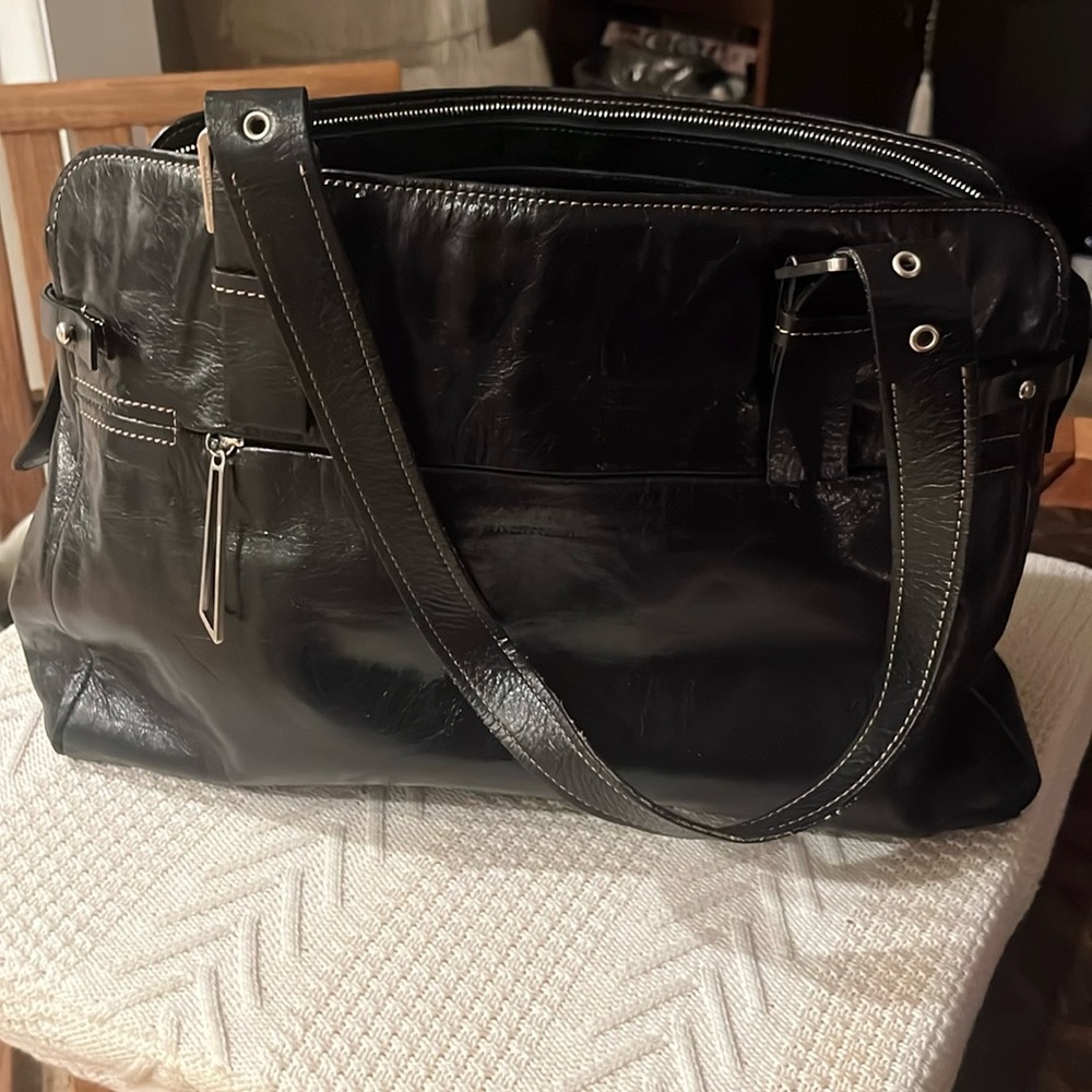 Large Italian leather satchel
